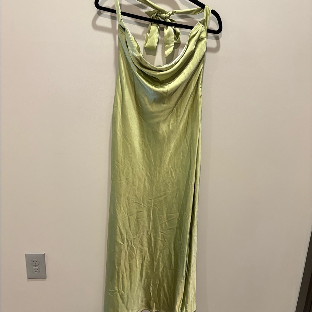 Princess Polly Lime Green Satin Maxi Dress